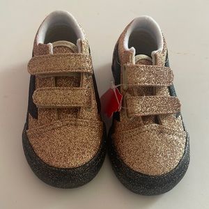 Black and Gold Glitter Vans